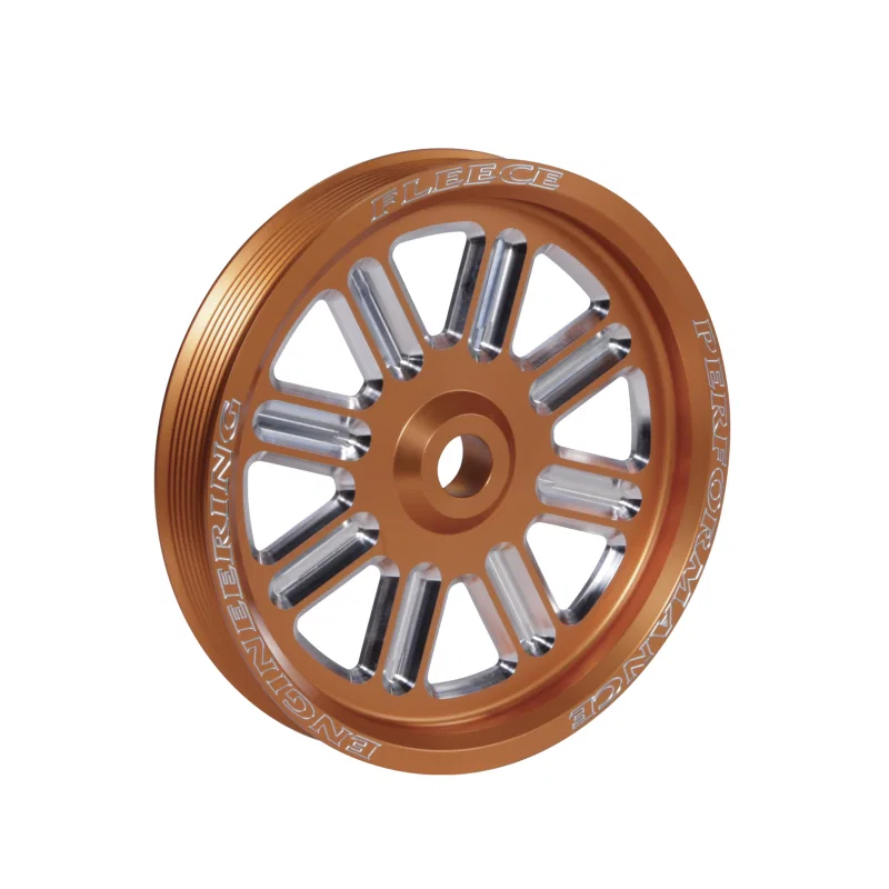 Fleece Performance FPE-34211-ORG-SPK, Dodge Cummins Dual Pump Spoke Pulley (For Use w/ FPE Dual Pump Bracket) Orange