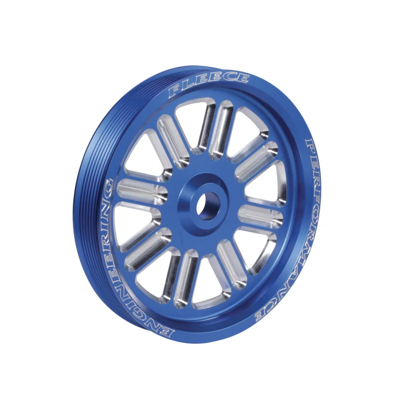 Fleece Performance FPE-34211-BLU-SPK, Dodge Cummins Dual Pump Spoke Pulley (For Use w/ FPE Dual Pump Bracket) Blue