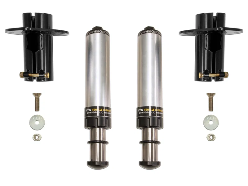 ICON 22042, 2020+ Jeep Gladiator JT / 2007+ Jeep Wrangler JK/JL Front Hydraulic Bump Stop Kit