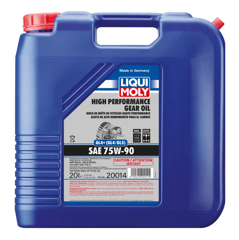 LIQUI MOLY 20014, 20L High Performance Gear Oil (GL4+) SAE 75W90