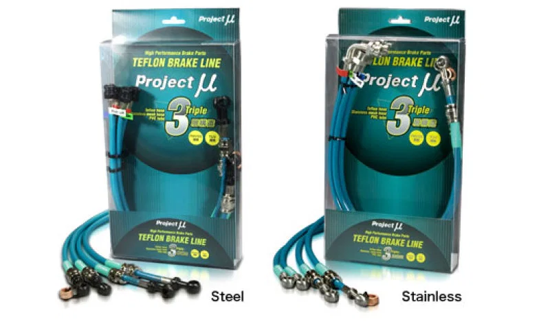 Project Mu BLM-015BG, Mitsubishi Lancer Evo X Stainless Steel Green Brake Lines