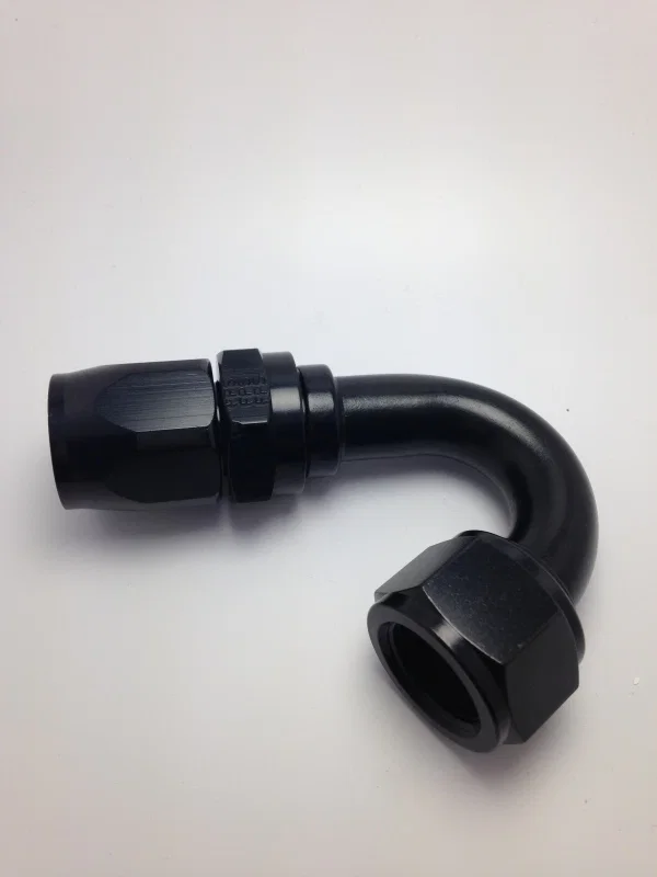 Fragola 231511-BL, 10AN Nut x -12AN Hose Reducing Hose End 150 Degree - Black