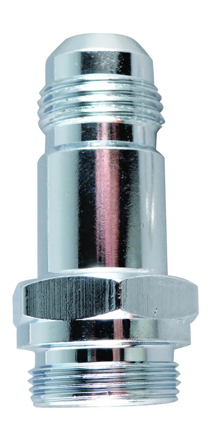 Fragola 491957-CH, 8AN x 7/8-20 Male Adapter- Dual Feed - Chrome