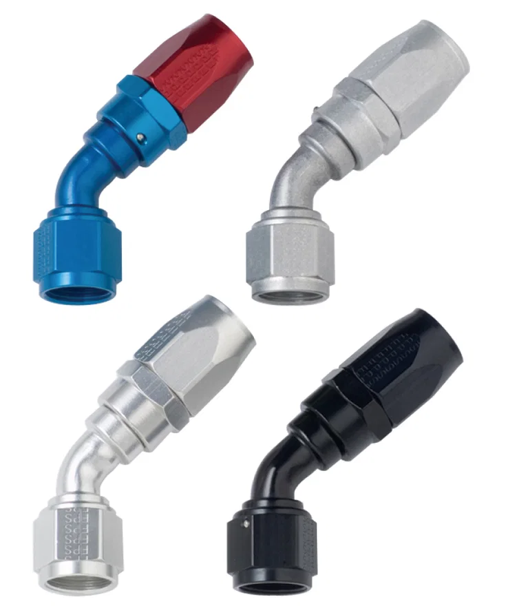 Fragola 104508-BL, 8AN x 45 Degree Power Flow Hose End - Black