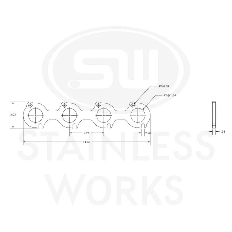 Stainless Works HF462V163, Small Block Ford 4.6L 2V Round Port Header 304SS Exhaust Flanges 1-5/8in Primaries
