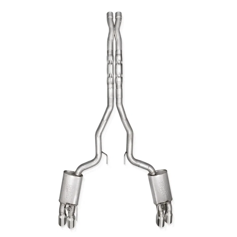 Stainless Works M24QUADXFCL, 2024 Mustang GT Catback Quad Tips Legend Sound X-Pipe Factory Connect Exhaust