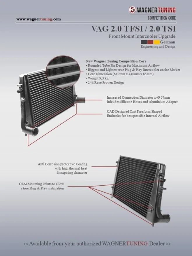 Wagner Tuning 200001034, VAG 2.0L TFSI/TSI Competition Intercooler Kit