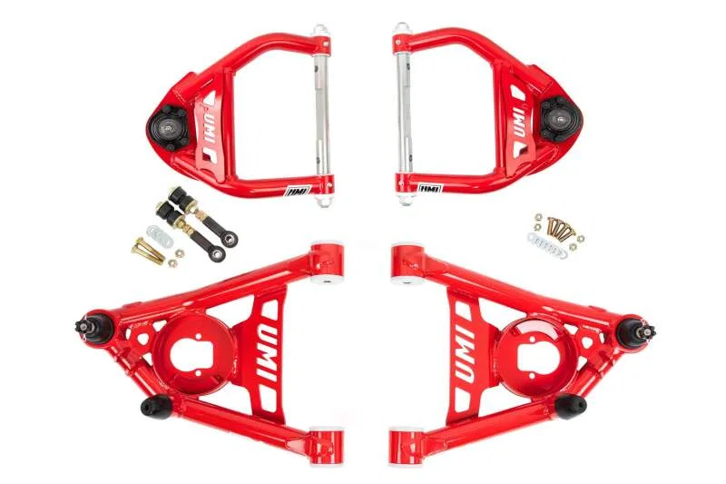 UMI Performance 403233-R, 64-72 GM A-Body Tubular Upper & Lower Front A-Arm Kit- Delrin Bushings