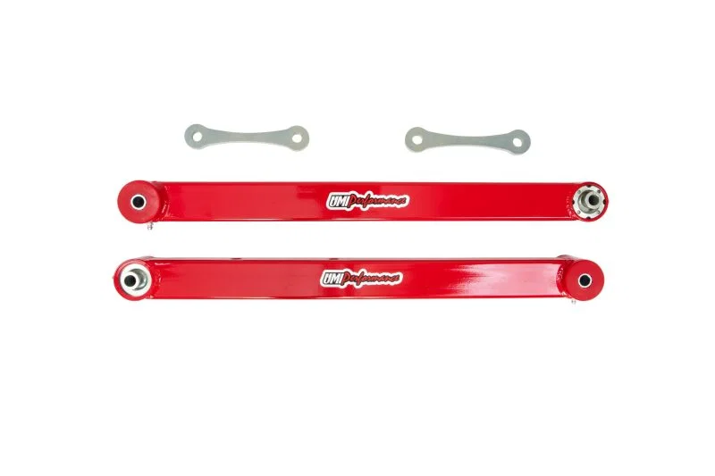 UMI Performance 3622-R, 78-96 GM B-Body Boxed Extended Length Lower Control Arms w/Poly Bushings - Red