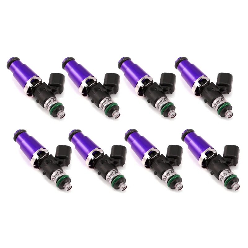 Injector Dynamics 1300.60.14.14.8, 1340cc Injectors - 60mm Length - 14mm Purple Top - 14mm Lower O-Ring (Set of 8)