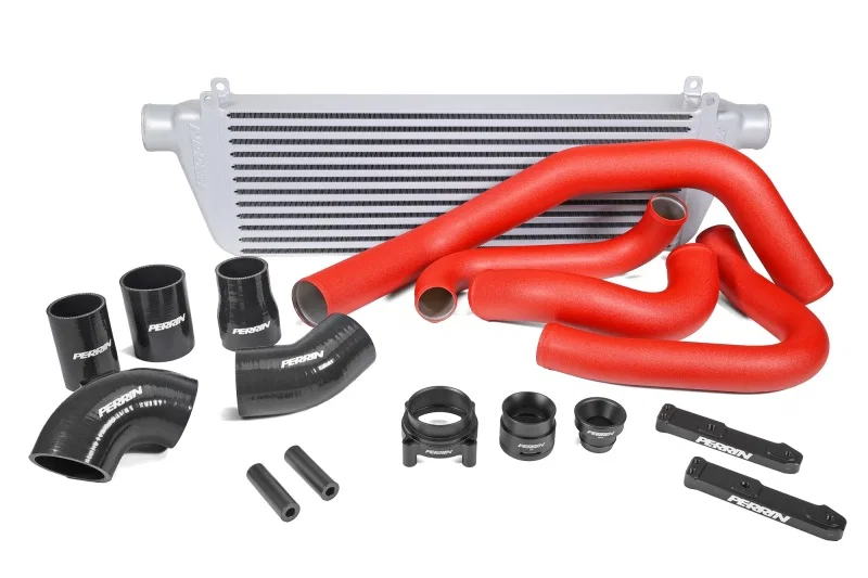 Perrin Performance PSP-ITR-441SL/RD, 22-26 Subaru WRX Front Mount Intercooler Kit (Red Tubes & Silver Core)