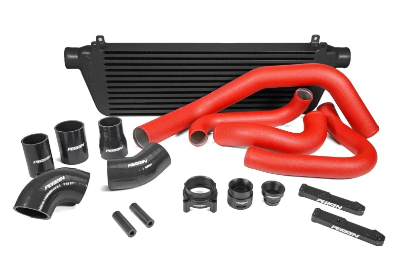 Perrin Performance PSP-ITR-441BK/RD, 22-26 Subaru WRX Front Mount Intercooler Kit (Red Tubes & Black Core)