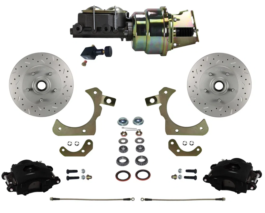 Leed Brakes BFC1010-K105X, Power Front Kit with  Drilled Rotors and Black Powder Coated Calipers for Chevrolet