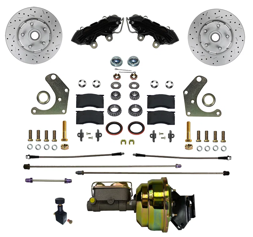 Leed Brakes BFC2003-P405X, Power Front Kit with Drilled Rotors and Black Powder Coated Calipers