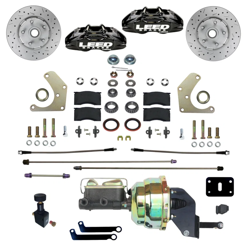Leed Brakes BFC2004-8405X, Power Front Kit with Drilled Rotors and Black Powder Coated Calipers