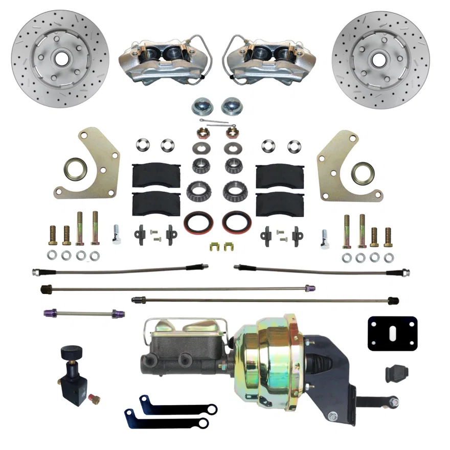 Leed Brakes FC2001-8405X, Power Front Kit with Drilled Rotors and Zinc Plated Calipers