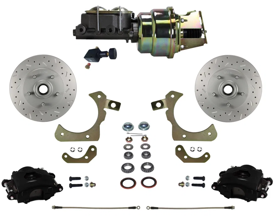 Leed Brakes BFC1011-K105X, Power Front Kit with  Drilled Rotors and Black Powder Coated Calipers for Chevrolet