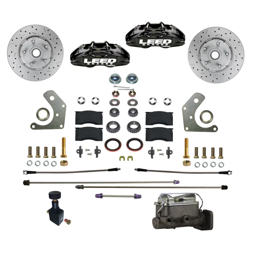 Leed Brakes BFC2006-C05PX, Power Front Kit with Drilled Rotors and Black Powder Coated Calipers