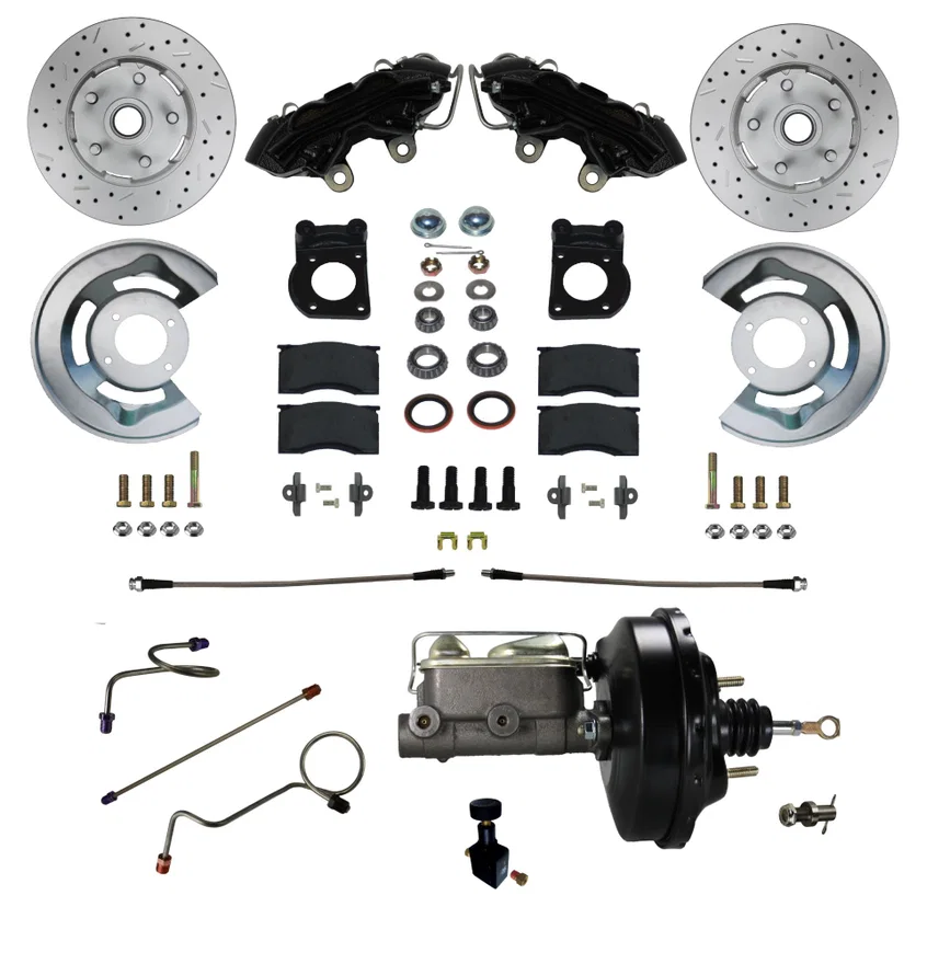 Leed Brakes BFC0004-W405X, Power Front Kit with Drilled Rotors and Black Powder Coated Calipers