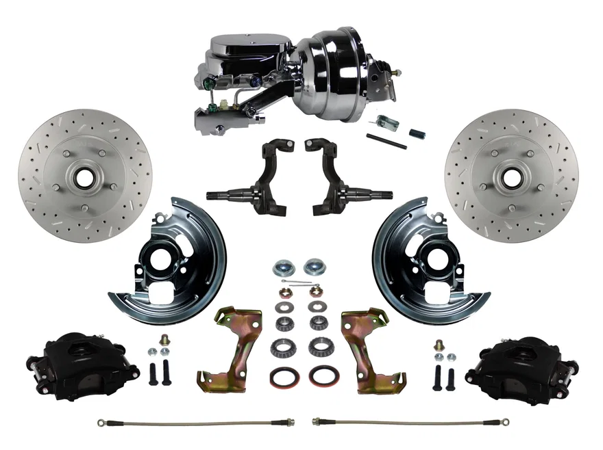 Leed Brakes BFC1002-N6B4X, Power Front Kit with  Drilled Rotors and Black Powder Coated Calipers