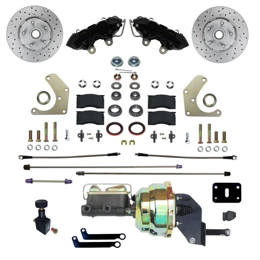 Leed Brakes BFC2001-8405X, Power Front Kit with Drilled Rotors and Black Powder Coated Calipers