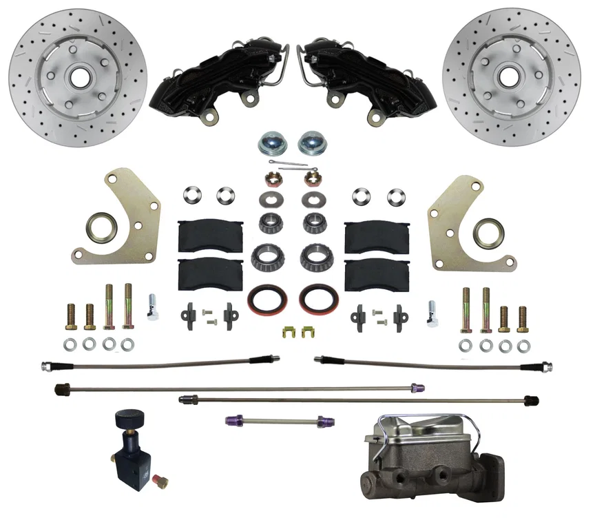 Leed Brakes BFC2001-C05X, Manual Front Kit with Drilled Rotors and Black Powder Coated Calipers