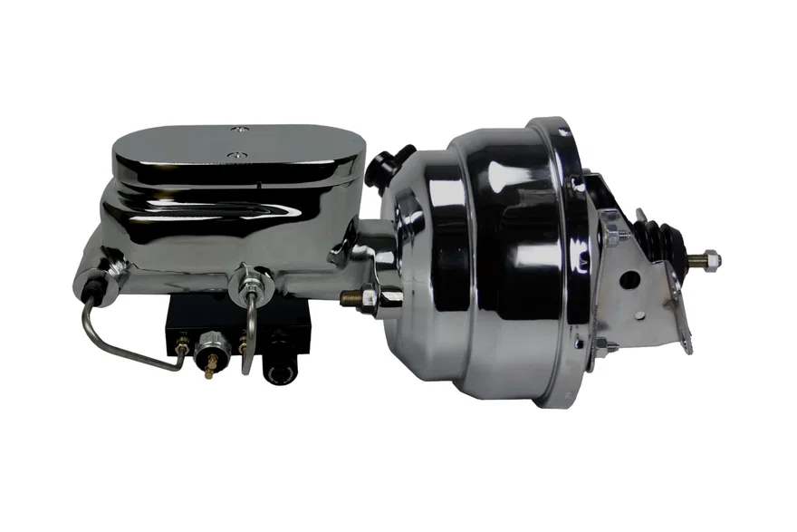 Leed Brakes PBKT1047, Power booster kit 8 inch dual booster 1-1/8 inch flat top combo valve (Chrome)