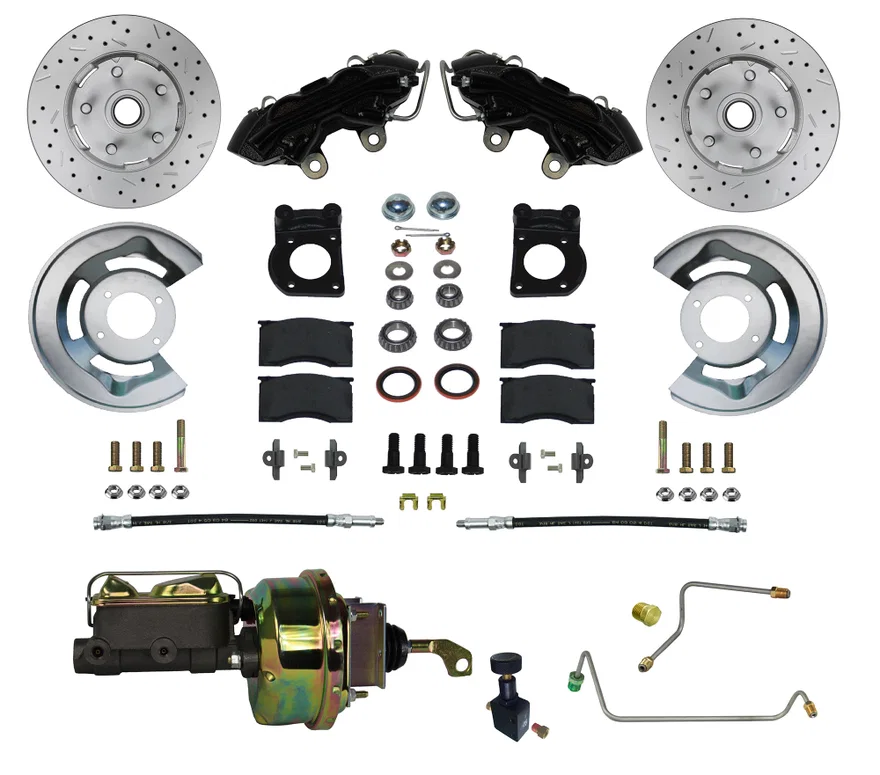 Leed Brakes BFC0001-H405MX, Power Front Kit with Drilled Rotors and Black Powder Coated Calipers for Ford Mustang