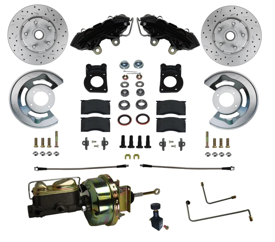 Leed Brakes BFC0001-H405AX, Power Front Kit with Drilled Rotors and Black Powder Coated Calipers for Ford Mustang