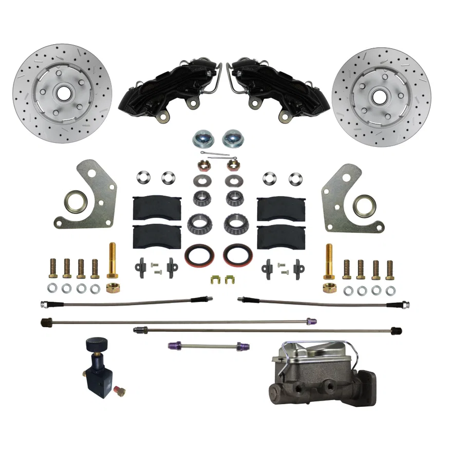 Leed Brakes BFC2002-C05PX, Power Front Kit with Drilled Rotors and Black Powder Coated Calipers