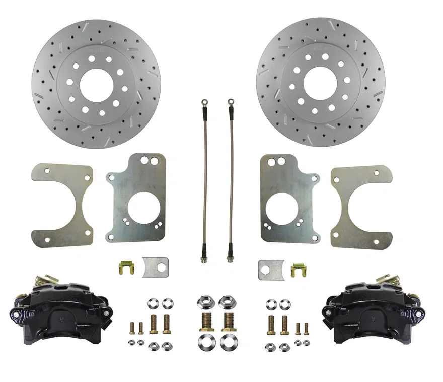 Leed Brakes BRC1008X, Rear Disc Brake Kit  with Drilled Rotors and Black Powder Coated Calipers
