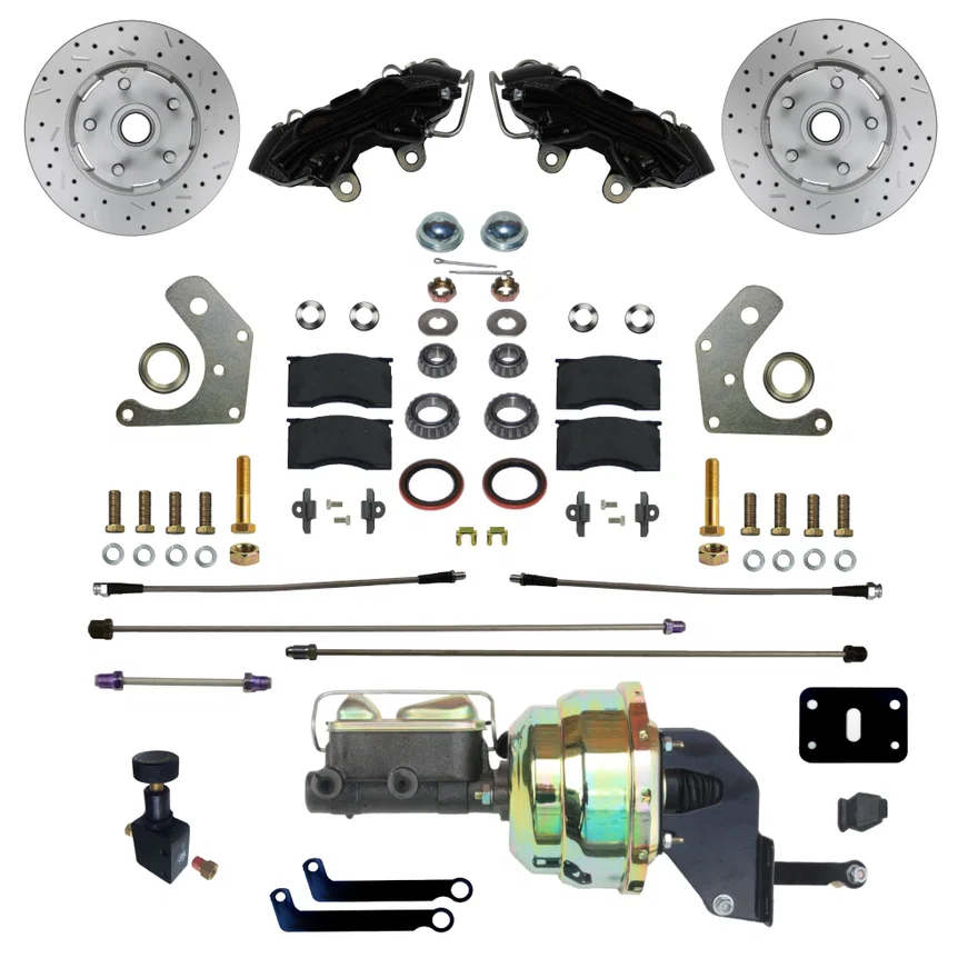 Leed Brakes BFC2002-8405X, Power Front Kit with Drilled Rotors and Black Powder Coated Calipers