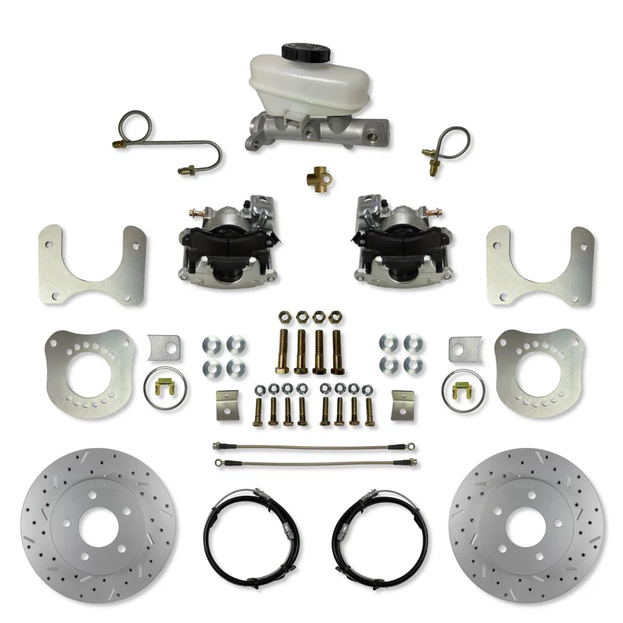 Leed Brakes RC0013X, Rear Disc Brake Kit with Drilled Rotors and Zinc Plated Calipers for Ford Mustang