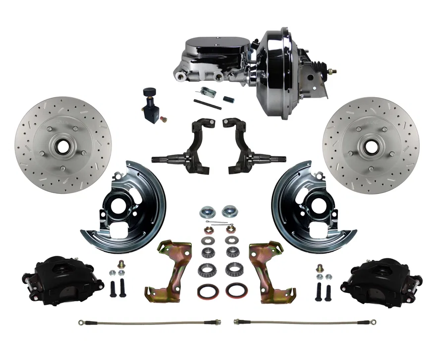 Leed Brakes BFC1002-F605X, Power Front Kit with  Drilled Rotors and Black Powder Coated Calipers