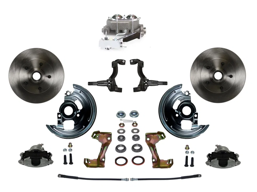 Leed Brakes FC1006-EA3, Manual Front Kit with Plain Rotors and Zinc Plated Calipers for Chevrolet Chevy II