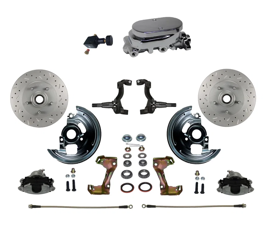 Leed Brakes FC1006-F05X, Manual Front Kit with Drilled Rotors and Zinc Plated Calipers for Chevrolet Chevy II