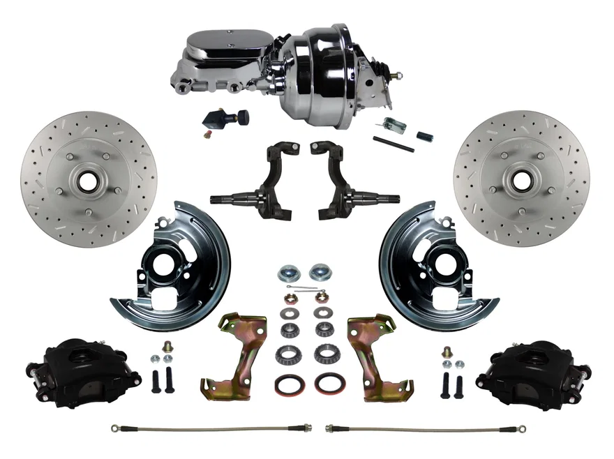 Leed Brakes BFC1002-N605X, Power Front Kit with  Drilled Rotors and Black Powder Coated Calipers