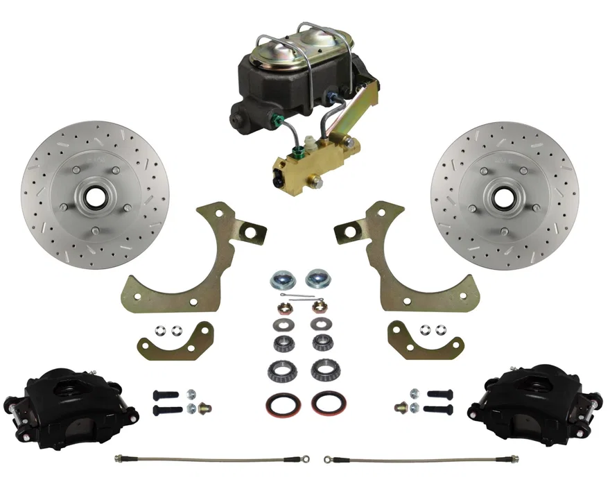 Leed Brakes BFC1011-3A3X, Manual Front Kit with Drilled Rotors and Black Powder Coated Calipers for Chevrolet