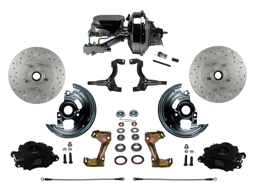 Leed Brakes BFC1002-F6B2X, Power Front Kit with  Drilled Rotors and Black Powder Coated Calipers
