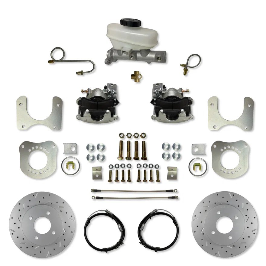 Leed Brakes RC0011X, Rear Disc Brake Kit with Drilled Rotors and Zinc Plated Calipers for Ford Mustang