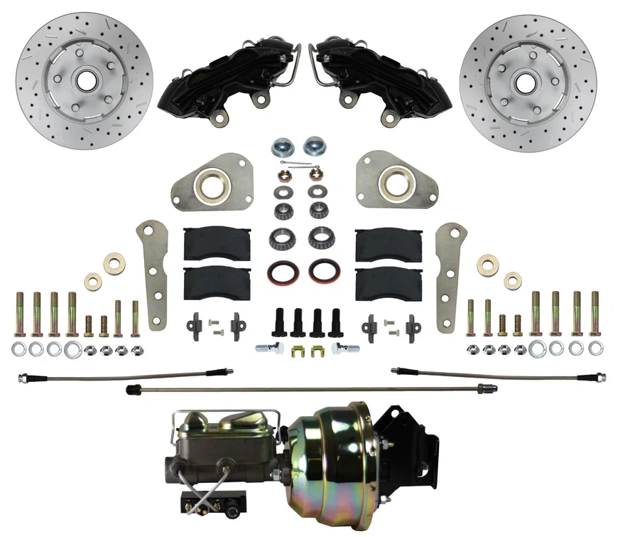 Leed Brakes BFC0025-Y307X, Power Front Kit with Drilled Rotors and Black Powder Coated Calipers