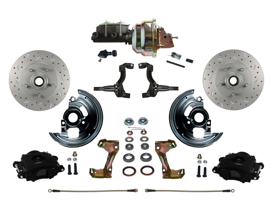 Leed Brakes BFC1002-M105X, Power Front Kit with  Drilled Rotors and Black Powder Coated Calipers