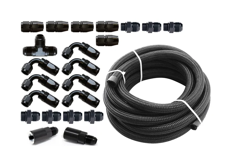 Torque Solution TS-SU-6FLK-AM, Braided Fuel Line Kit for -6 Aeromotive FPR: Subaru WRX 02-14 / Subaru STI 07-18