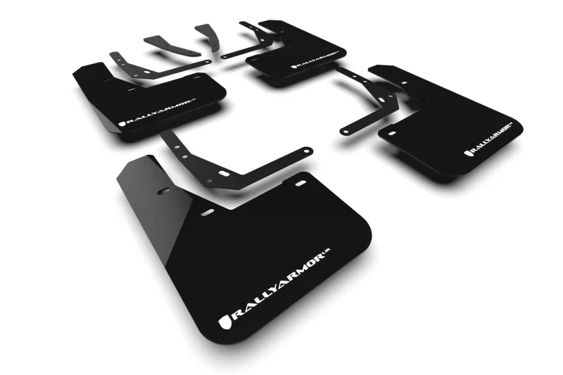 Rally Armor MF113-UR-BLK-WH, 24-26 Hyundai Kona/Kona EV Black UR Mud Flap w/White Logo