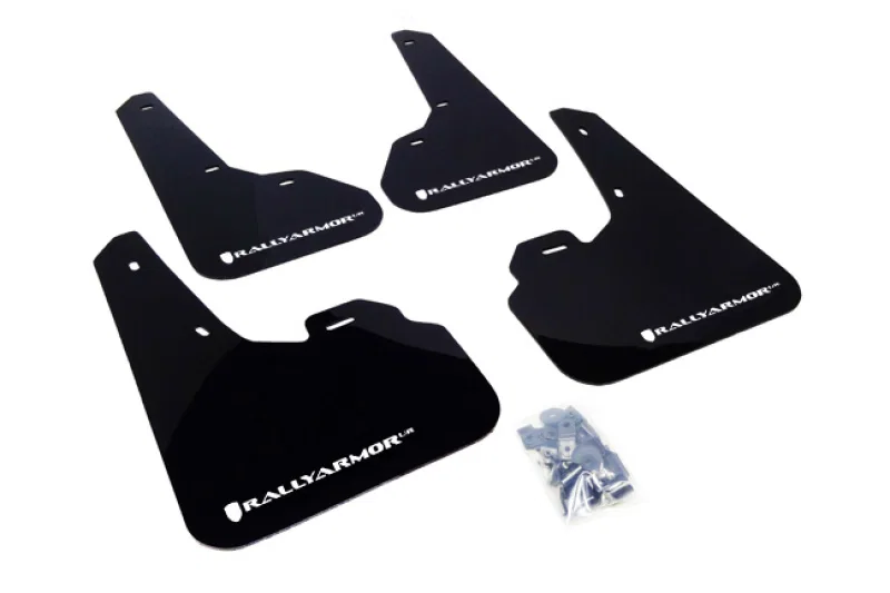 Rally Armor MF17-UR-BLK/WH, 10-13 Mazda3/Speed3 (Hatch/Sedan) Black UR Mud Flap w/White Logo for Mazda 3