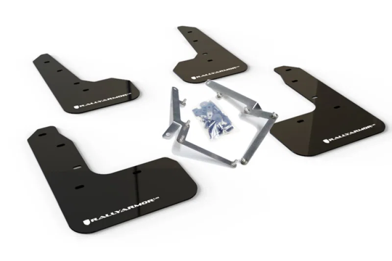 Rally Armor MF51-UR-BLK/WH, 17-21 Honda Civic Sport/Sport Touring Black UR Mud Flap w/White Logo