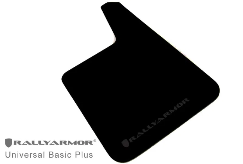 Rally Armor MF20-BAS-BLK, Universal Fit (No Hardware) Basic Plus Black Mud Flap w/ Black Logo