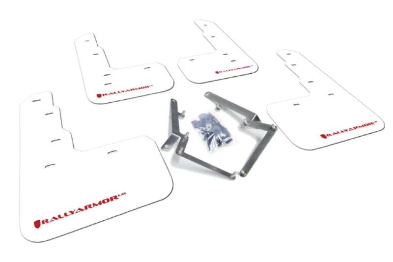 Rally Armor MF47-UR-WH/RD, 17-22 Honda Civic Type R White UR Mud Flap w/Red Logo
