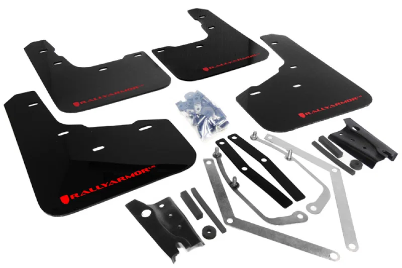 Rally Armor MF29-UR-BLK/RD, 13-19 Ford Fiesta ST Black UR Mud Flap w/Red Logo