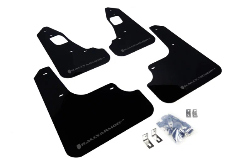 Rally Armor MF10-UR-BLK/GRY, 08-17 Mitsubishi EVO X Black UR Mud Flap w/ Grey Logo